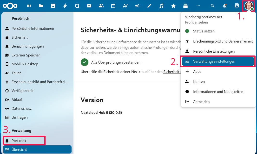 Anleitung um in die Portknox App zu kommen